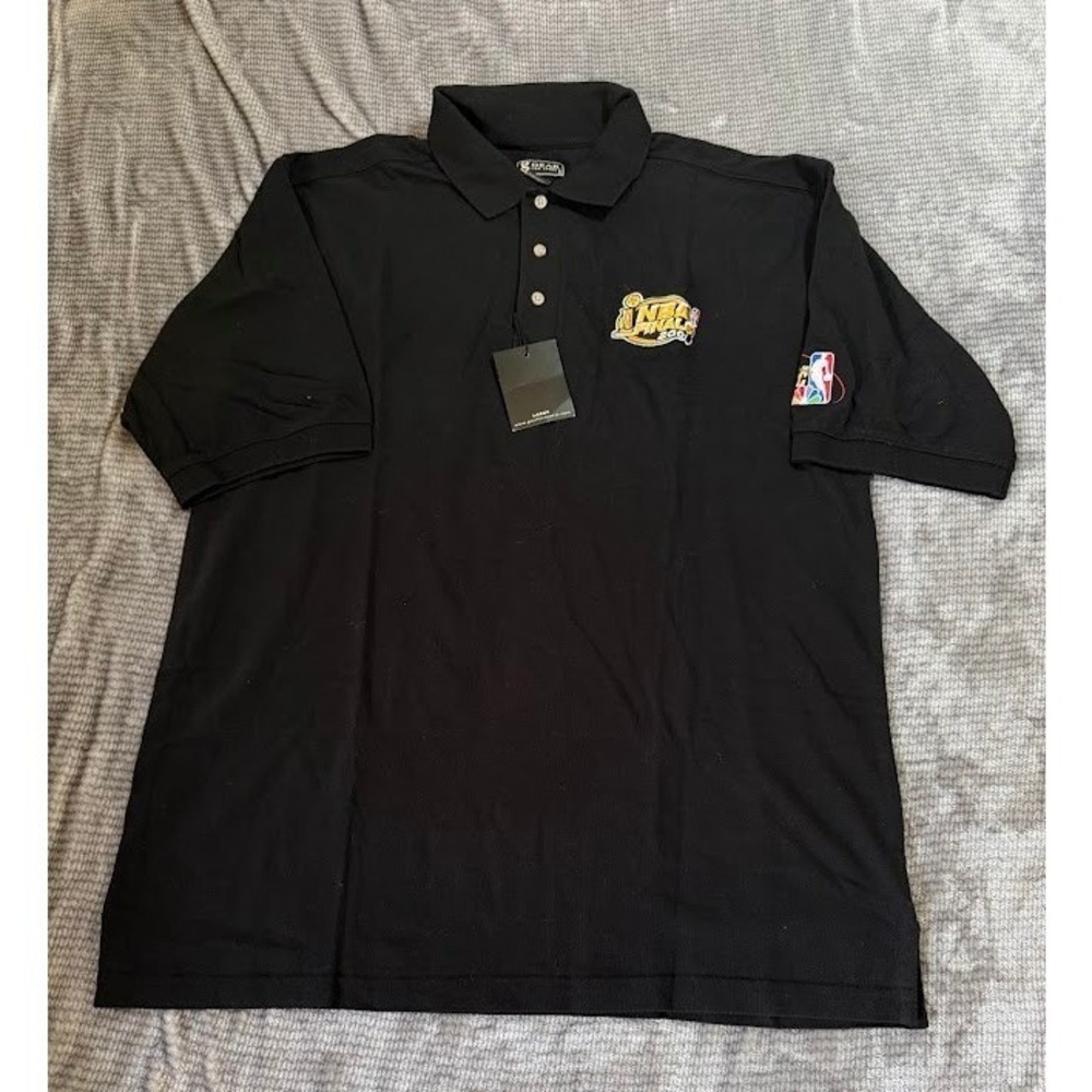 Gear For Sports NBA Finals 2001 Polo Shirt Mens Large Black Cotton NWT Vintage